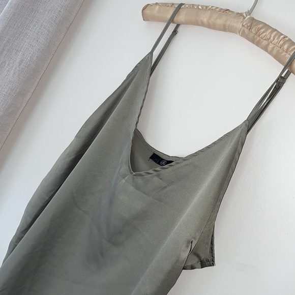 Green Satin Slip dress - Picture 2 of 4